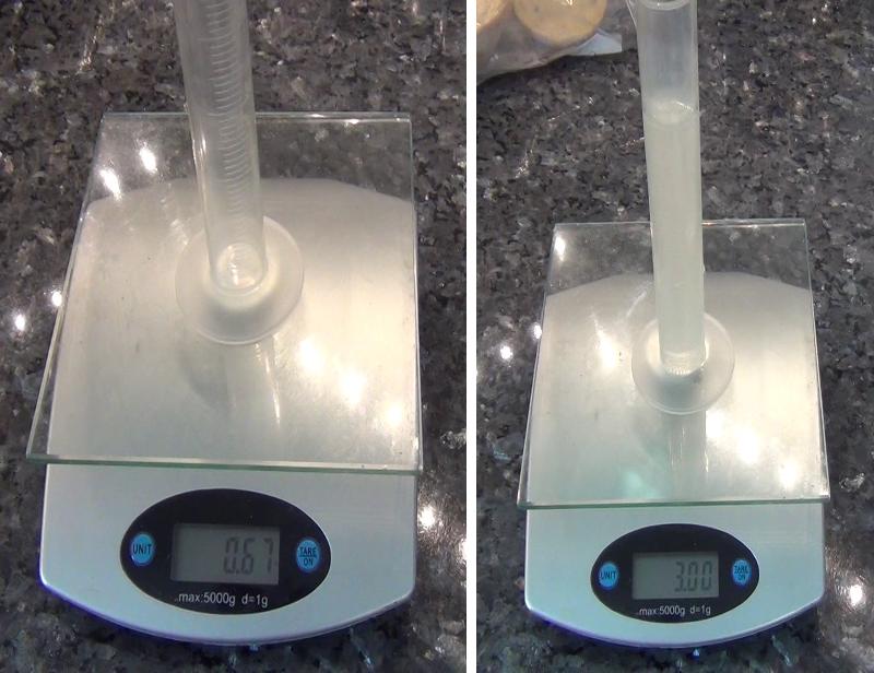 sugar water density measurements